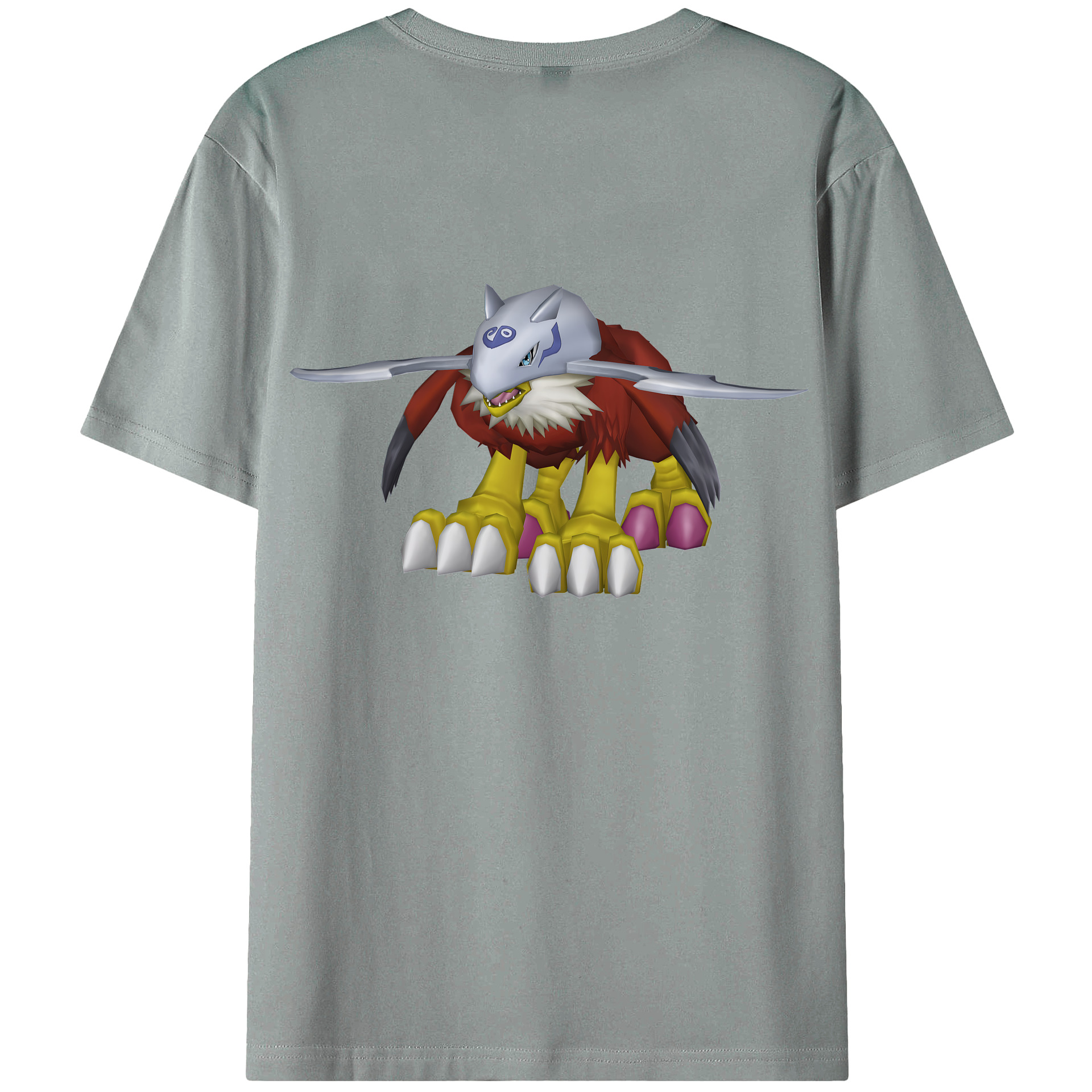 （画像用） Digimon デジタルモンスター/デジモン 綿100％ メンズ半袖Tシャツ（バックプリント） 通気性